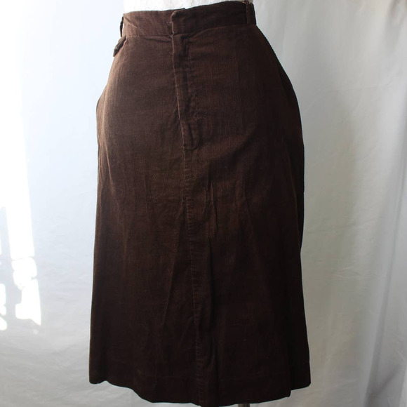 Vintage 70s Brown Corduroy Pencil Skirt - Picture 1 of 11